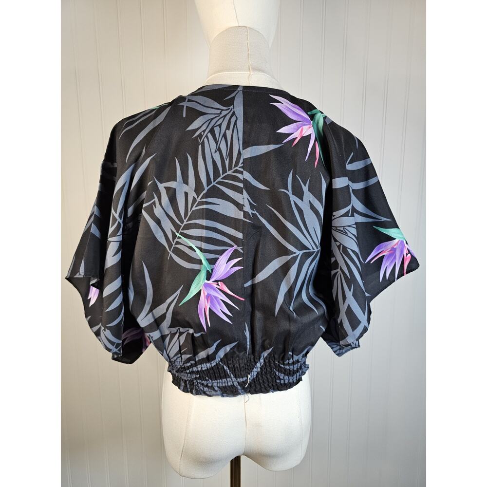Vintage Blue Hawaii Floral Tropical Crop Top Women's S/M Made in Hawaii Aloha - Picture 4 of 8